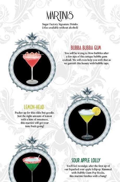 Menu at Sugar Factory restaurant, Orlando, International Dr #70