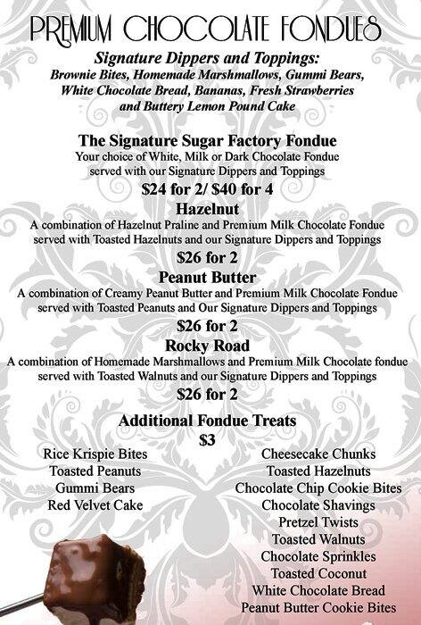 Menu at Sugar Factory restaurant, Orlando, International Dr #70