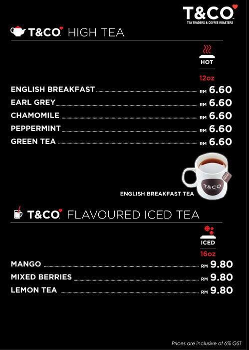 T Co Coffee Menu Menu For T Co Coffee Mid Valley City Kuala Lumpur