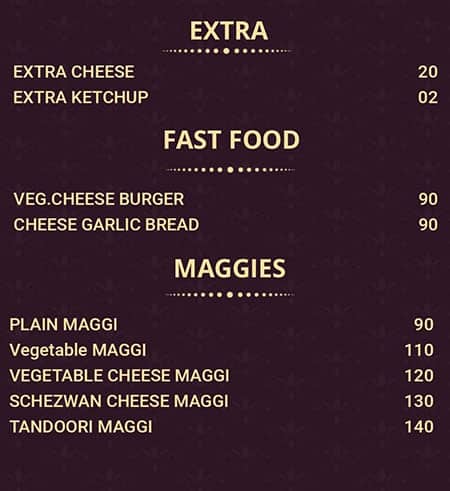 Fusion Fast Food menu