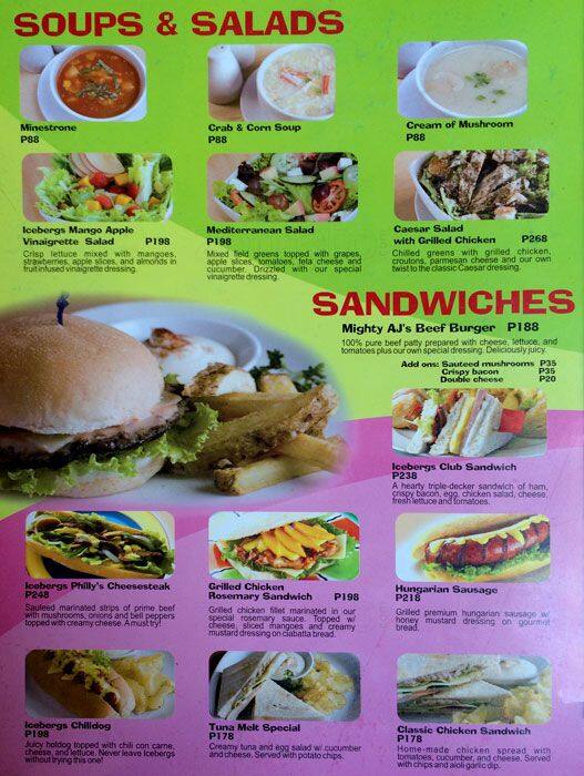 Icebergs Menu, Menu for Icebergs, Bago Bantay, Quezon City Zomato