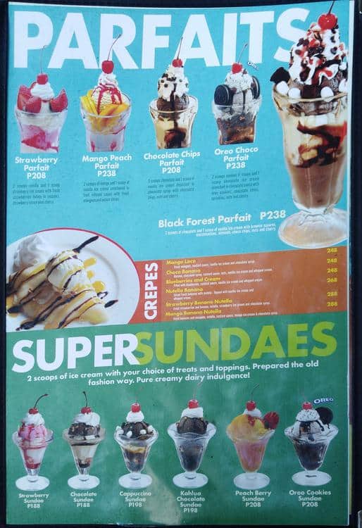 Menu at Icebergs restaurant, Quezon City, 48 South Lawin Street