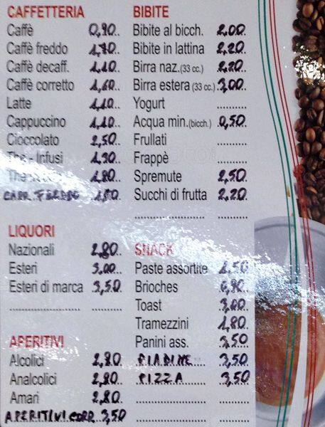 Menu di La Caffetteria 