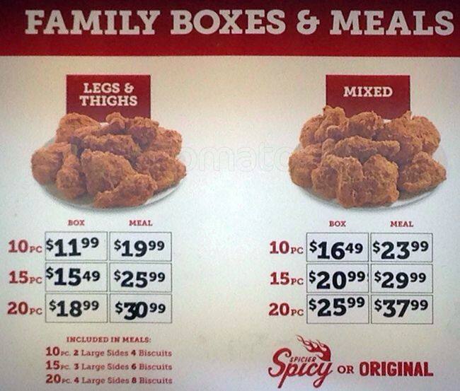 Menu at Church's Chicken fast food, Dallas, Gaston Ave