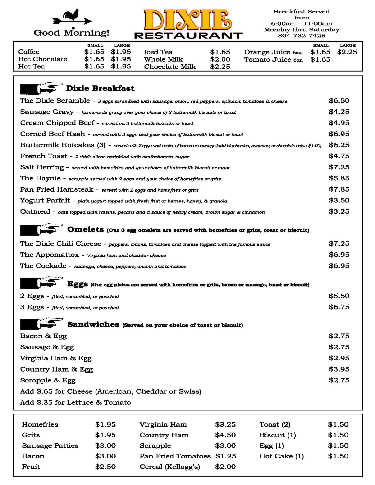 Dixie Restaurant Menu, Menu Untuk Dixie Restaurant, Petersburg ...