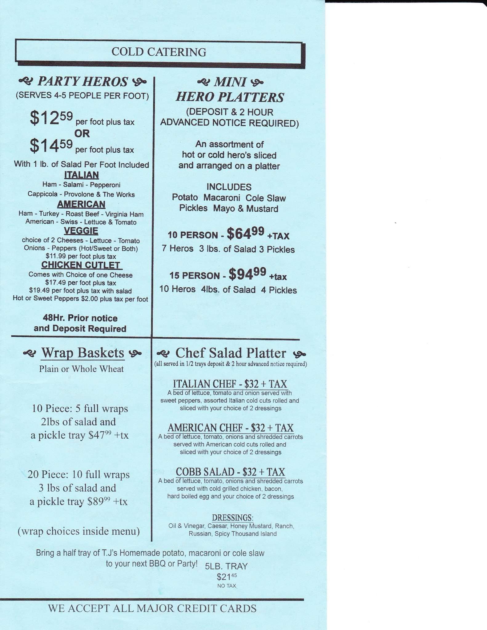 Menu at TJ's Hero Shop restaurant, Mastic Beach, 328 Mastic Rd