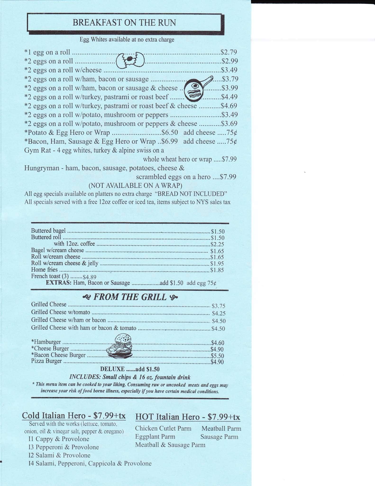 Menu at TJ's Hero Shop restaurant, Mastic Beach, 328 Mastic Rd