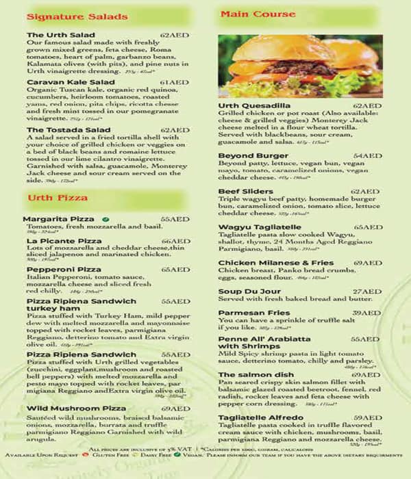 Urth deals caffe menu