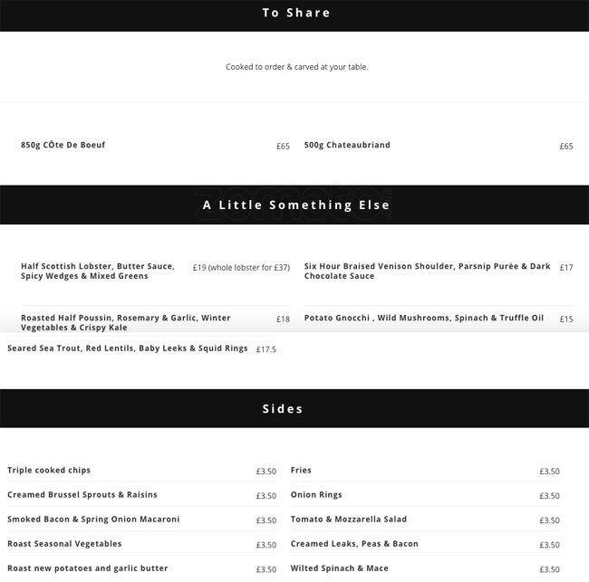 Carta de Steak