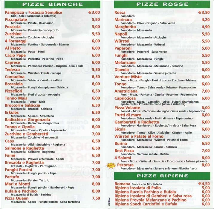 Pizza Queen a Roma Foto del Menu con Prezzi Zomato Italia