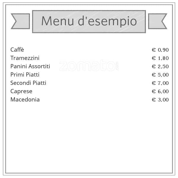 Menu di Bar Cortina, Roma 