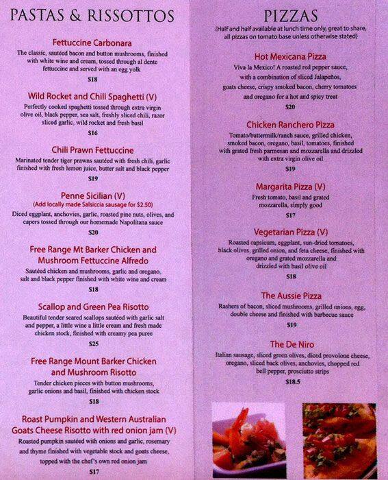 Menu at Oak & Ivy Cellar Bar, Perth