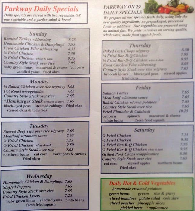 Online Menu of Parkway House Family Restaurant Restaurant, Concord, North Carolina, 28027 Zmenu