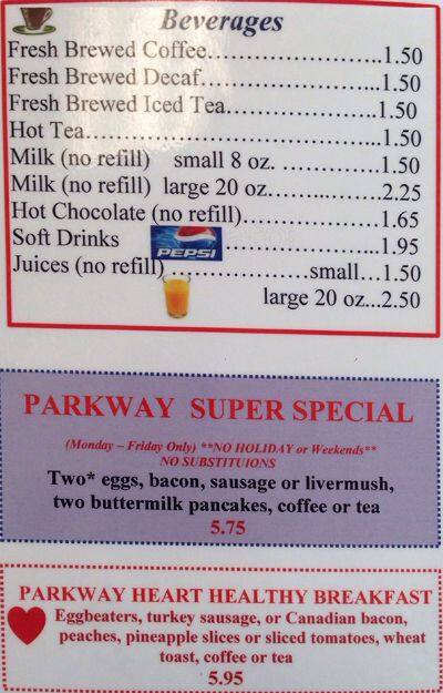 parkway house menu