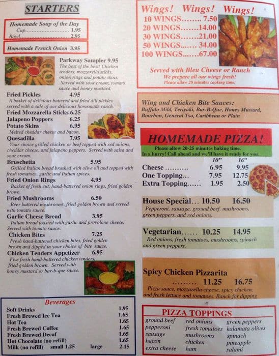 Menu at Parkway House Family Restaurant, Concord, Concord Pkwy S