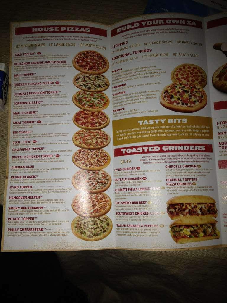 Topper's Pizza Menu, Menu for Topper's Pizza, Eau Claire, Eau Claire