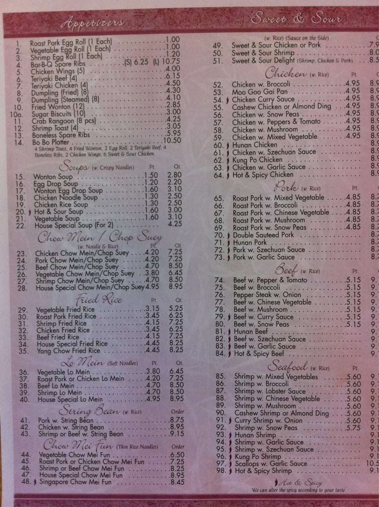 China City menu