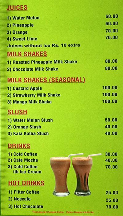 Slice Of Heaven menu
