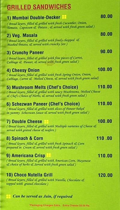 Slice Of Heaven menu