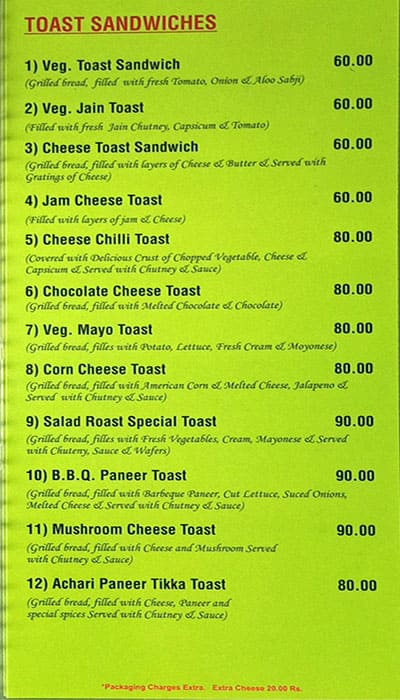 Slice Of Heaven menu