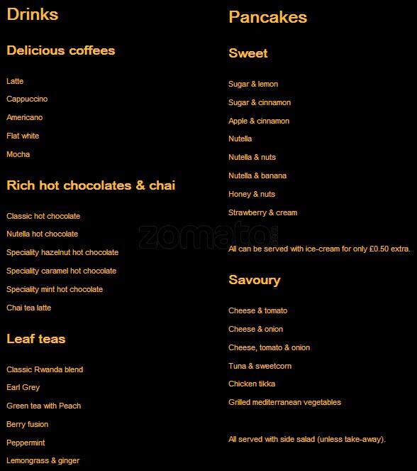 Coffee Time menu, Menu restauracji Coffee Time, City Centre, Birmingham