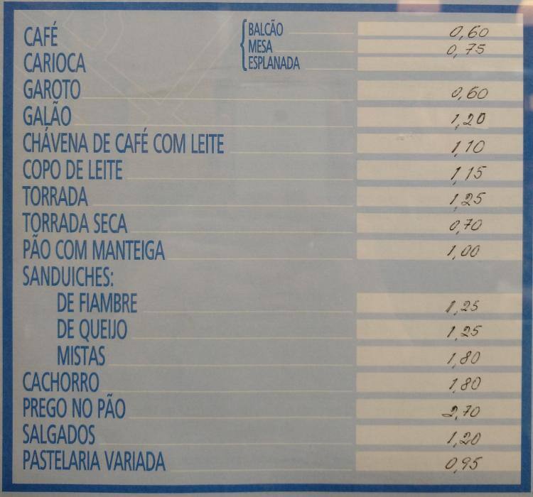 Pastelaria Menu Menu at Pastelaria Gostuzuras pub & bar, Lisbon
