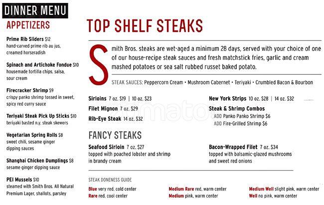 Menu At Smith Bros Restaurant Toronto Smith Bros Menu