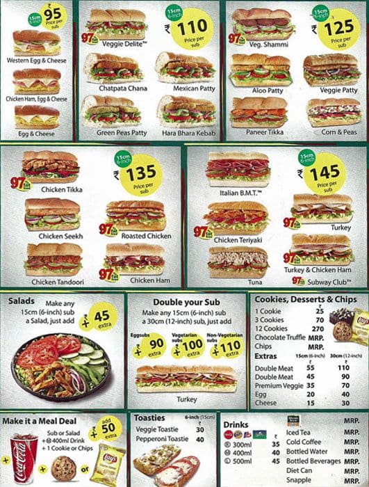 Subway Menu, Menu for Subway, Madhapur, Hyderabad - Zomato