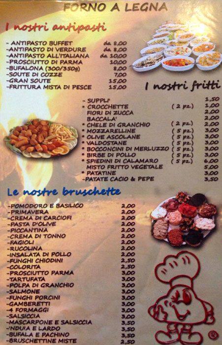 Frontoni Menu, Menu for Frontoni, Tiburtina, Roma
