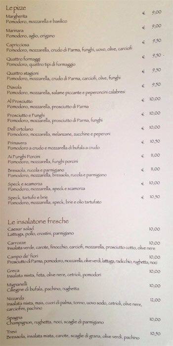 Menu di Numbs - Campo De Fiori 