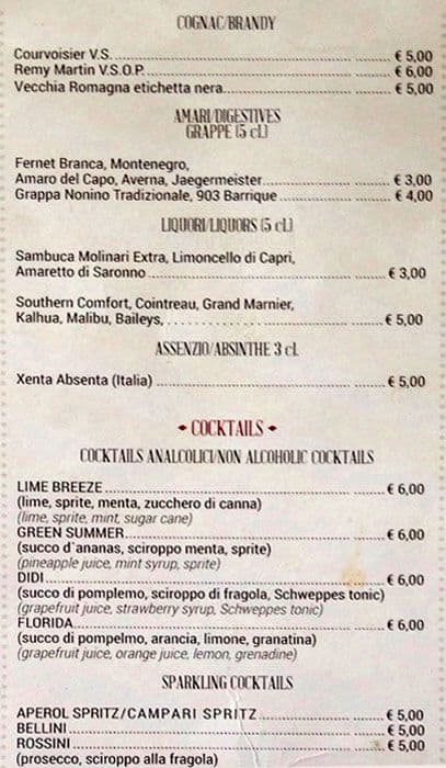 Menu di Manhattan Bar 
