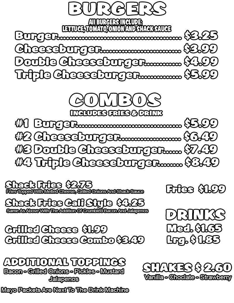 crackshack menu crackshack menu