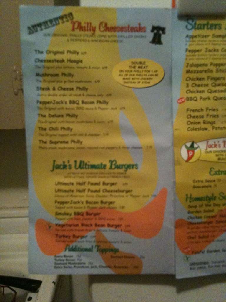 Menu at Pepper Jack's restaurant, Albany, 192 N Allen St