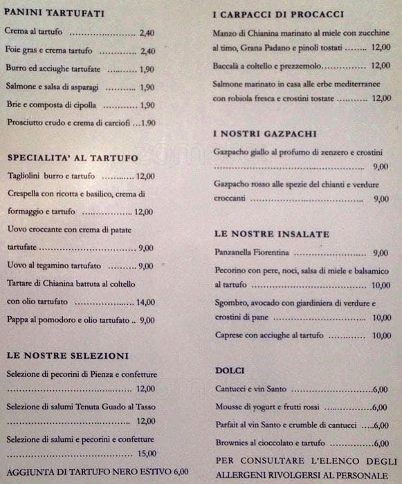 Menu di Procacci 