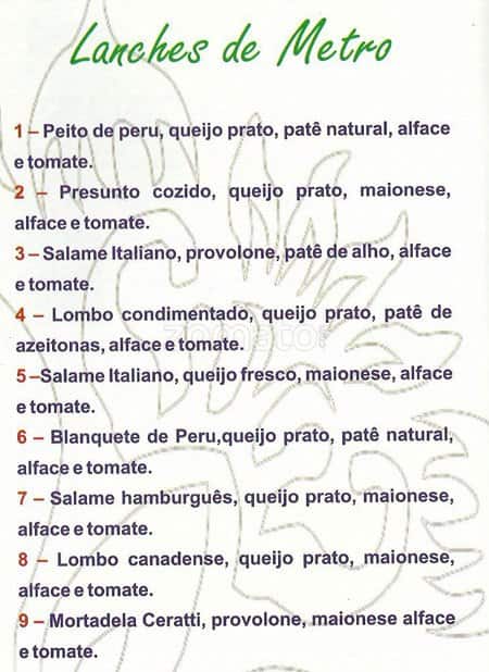 Padaria Santa Cândida cardápio