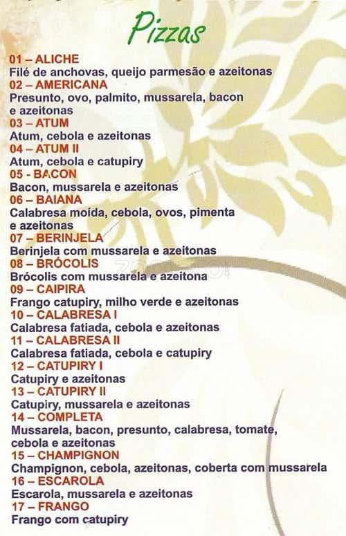 Padaria Santa Cândida cardápio