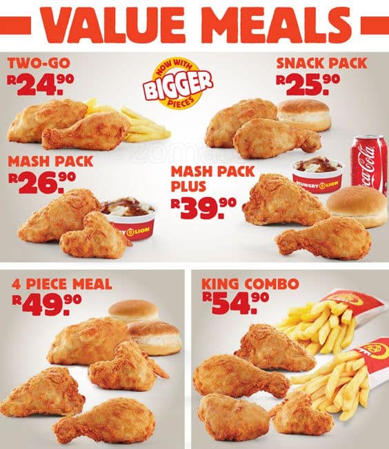 Hungry Lion Menu, Menu for Hungry Lion, Western Cape Zomato SA