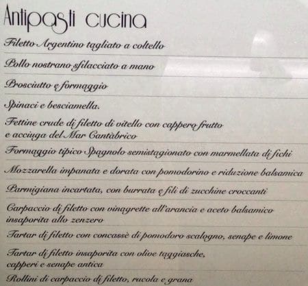 Menu di Ristorante San Telmo 