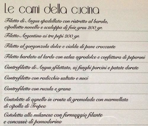 Menu di Ristorante San Telmo 