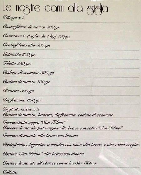 Menu di Ristorante San Telmo 