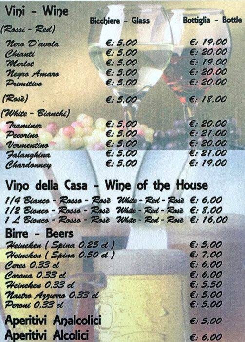 Menu di Caffetteria Faiola 