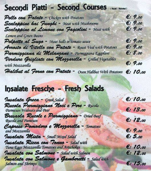 Menu di Caffetteria Faiola 