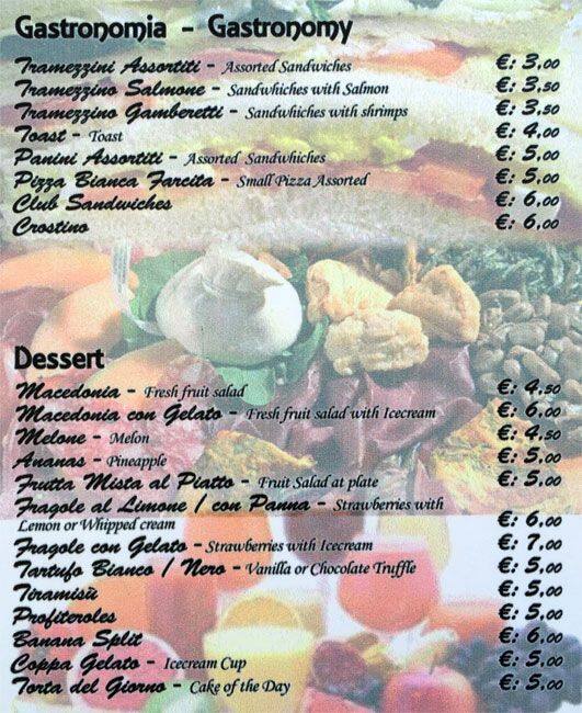 Menu di Caffetteria Faiola 