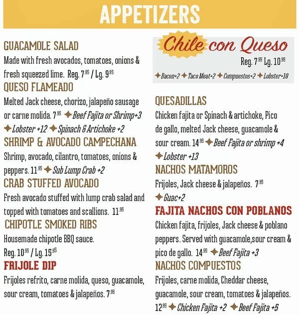 Menu at Lupe Tortilla Mexican Restaurant, Houston, Farm to Market 1960 Rd E