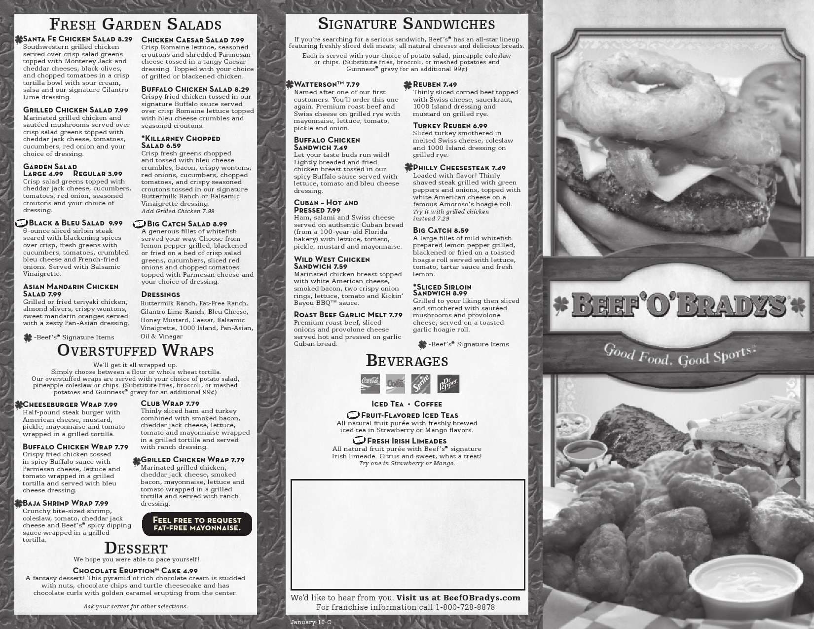 O brady's menu