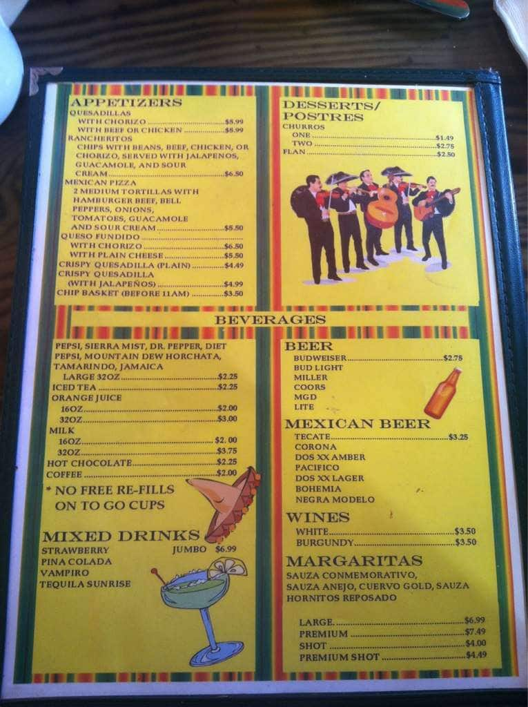 Menu at Tacos Mi Ranchito restaurant, Yuma, 188 S 4th Ave