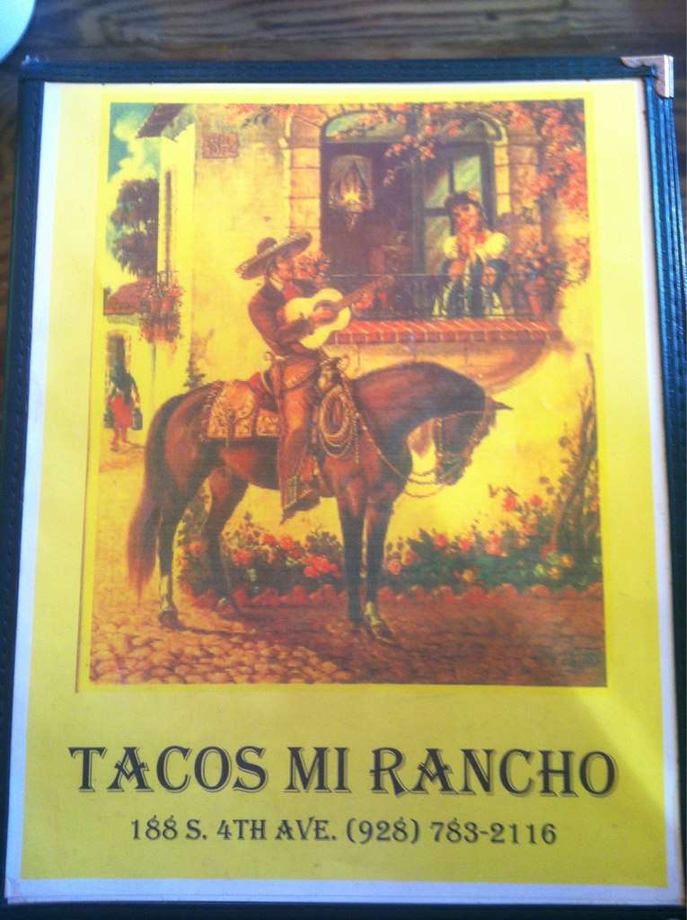 Menu at Mi Rancho restaurant, Yuma, 188 S 4th Ave
