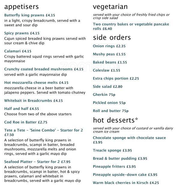 Menu At Seine Rigger Fast Food, Banstead