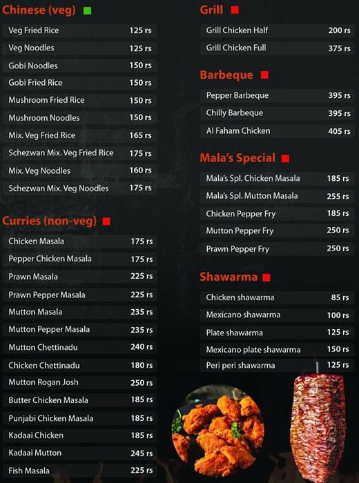 Menu of Grillistaan, Taramani, Chennai