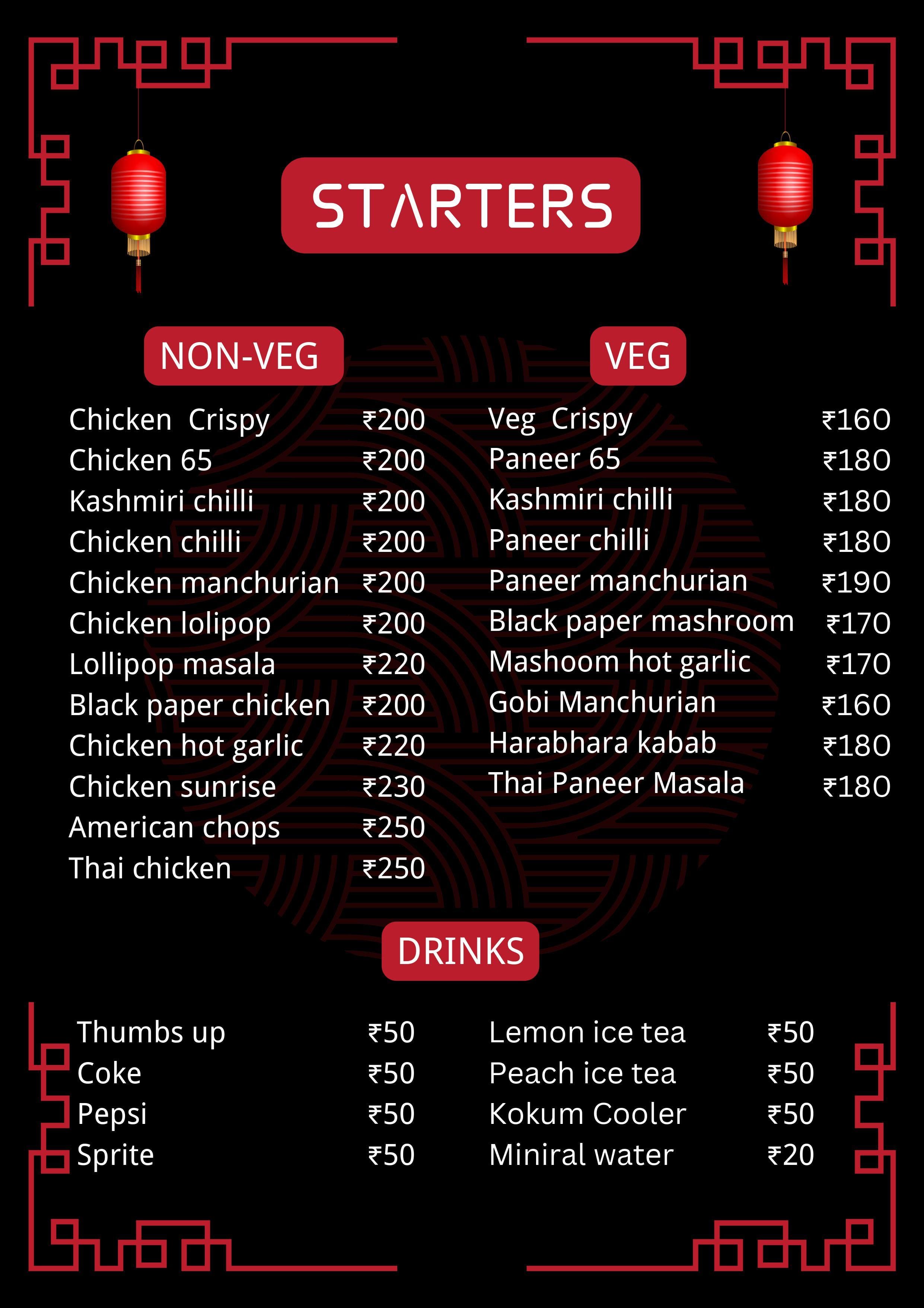 Menu of Fu King Chinese, Mulund East, Mumbai